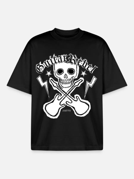 Guitar Rebel - Patchstyle - Boxy Heavyweight Unisex Organic T-Shirt by Stanley/Stella - black
