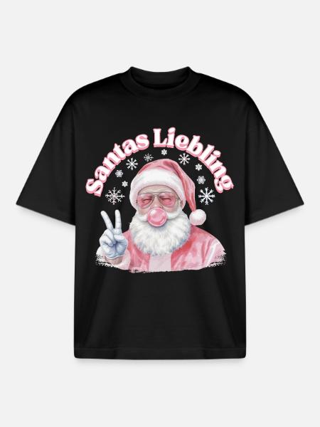 Santa's Favorites Pink Christmas - Boxy Heavyweight Unisex Organic T-Shirt by Stanley/Stella - black