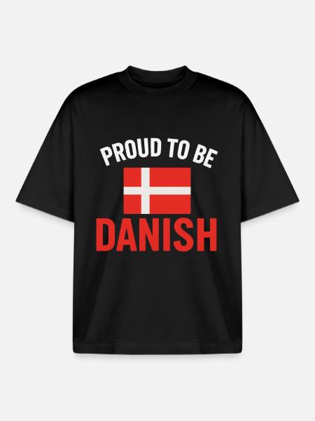 Proud of Denmark flag art - Boxy Heavyweight Unisex Organic T-Shirt by Stanley/Stella - black