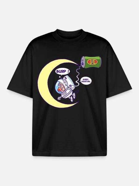 Astronaute et bière - T-shirt unisexe boxy épais biologique Stanley/Stella - noir