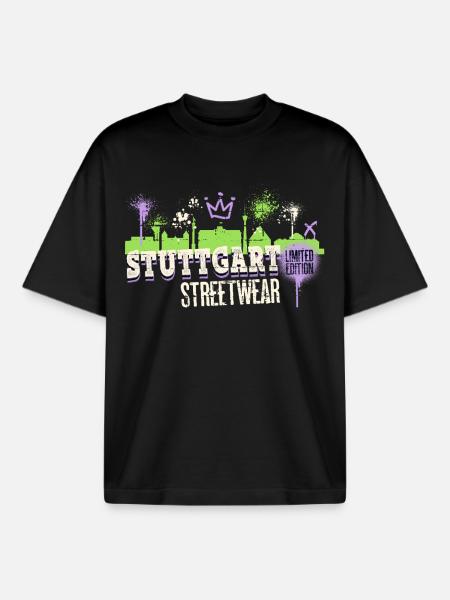 Stuttgart Skyline City Tyskland Graffiti Kunst - Stanley/Stella unisex boxy heavyweight T-shirt økologisk - sort