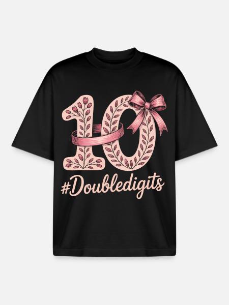 10th Birthday Girl | Double digits fun - Boxy Heavyweight Unisex Organic T-Shirt by Stanley/Stella - black