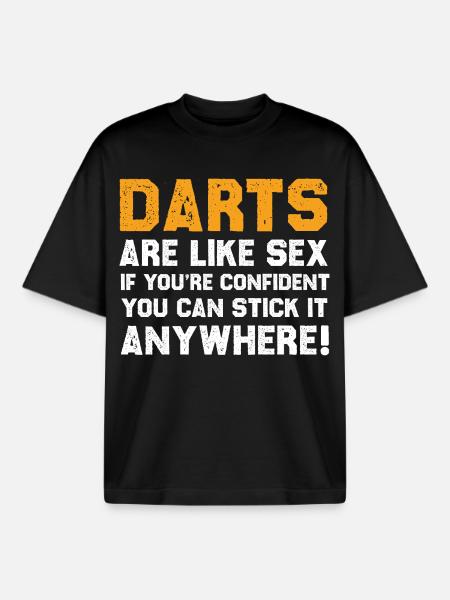Funny Darts Quote Shirt - Boxy Heavyweight Unisex Organic T-Shirt by Stanley/Stella - black