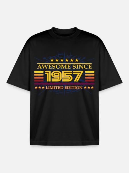 Awesome since 1957 Limited Edition - Boxy Heavyweight Unisex Organic T-Shirt by Stanley/Stella - black