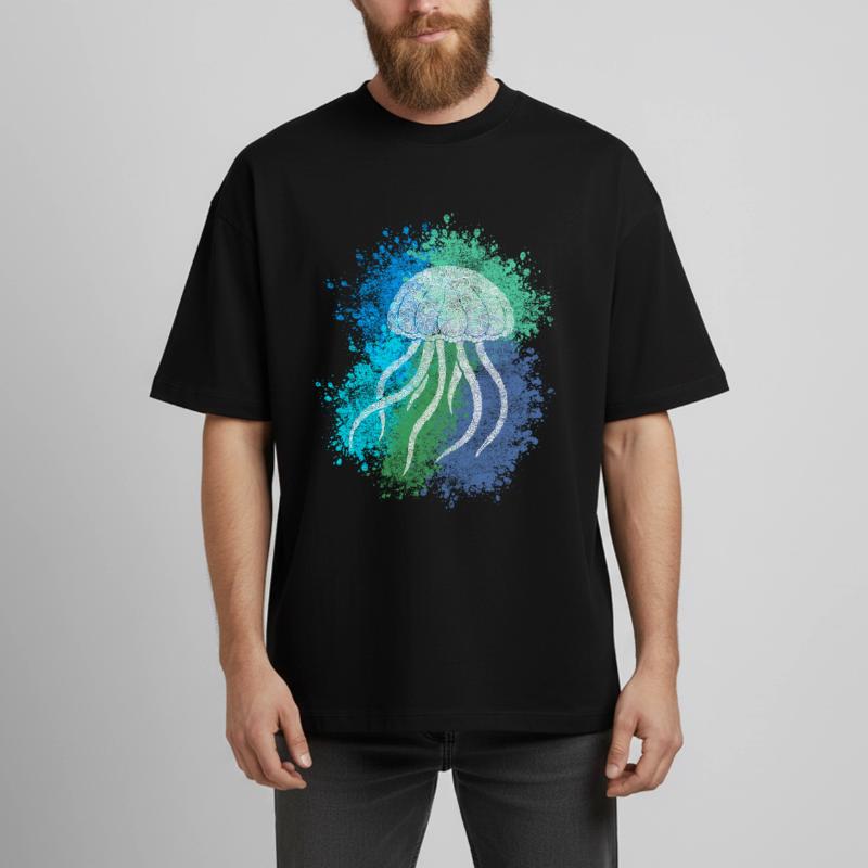 Zentangle Jellyfish Boxy Heavyweight Unisex Organic T-Shirt by Stanley/Stella