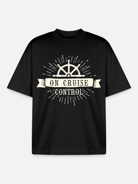 On Cruise Control Nautical Emblem - Boxy Heavyweight Unisex Organic T-Shirt by Stanley/Stella - black