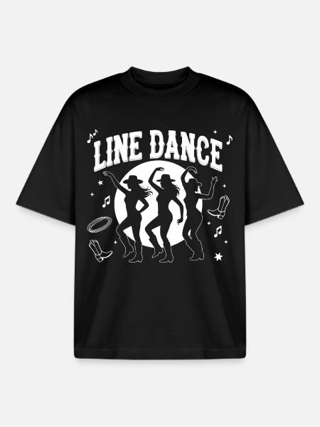 Line Dance Silhouettes Moonlit Night - Boxy Heavyweight Unisex Organic T-Shirt by Stanley/Stella - black