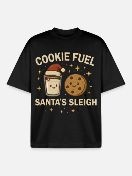 Christmas Baking Crew - Christmas Cookie & Milk - Boxy Heavyweight Unisex Organic T-Shirt by Stanley/Stella - black