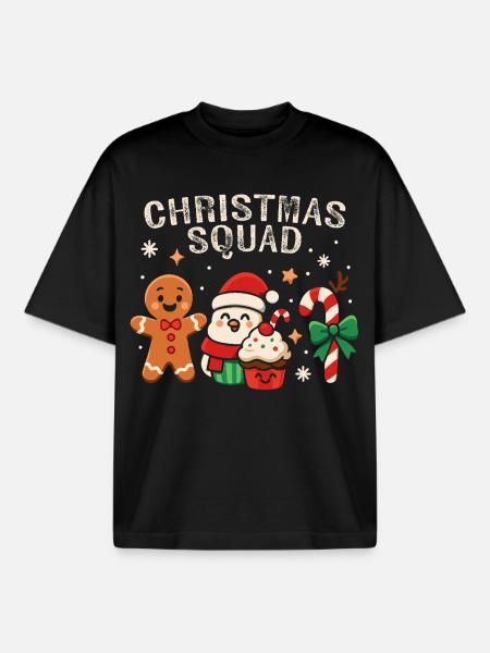 Escouade de Noël - Funny Candy - T-shirt unisexe boxy épais biologique Stanley/Stella - noir