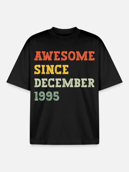 1995 Décembre Cadeau d’anniversaire - T-shirt unisexe boxy épais biologique Stanley/Stella - noir