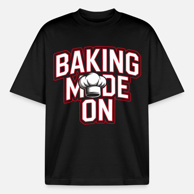 Baking Mode - Chef's Hat Design - Boxy Heavyweight Unisex Organic T-Shirt by Stanley/Stella - black