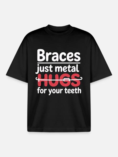 Brace Journey Smile Progress Art - Boxy Heavyweight Unisex Organic T-Shirt by Stanley/Stella - black