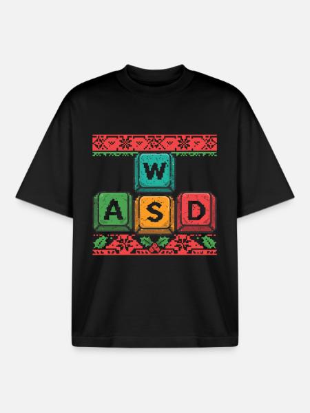 WASD Gaming Noël - T-shirt unisexe boxy épais biologique Stanley/Stella - noir