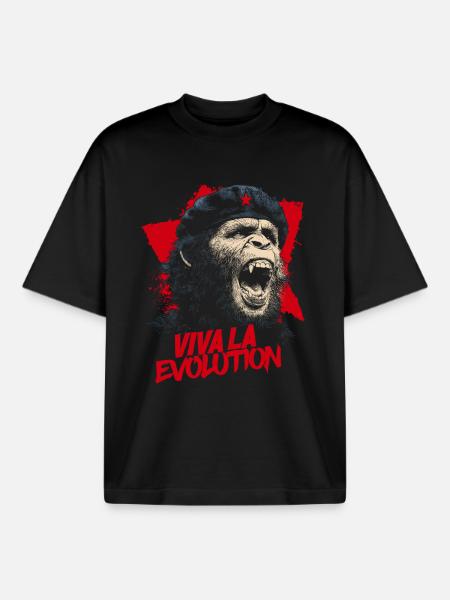 Viva La Evolution - Boxy Heavyweight Unisex Organic T-Shirt by Stanley/Stella - black