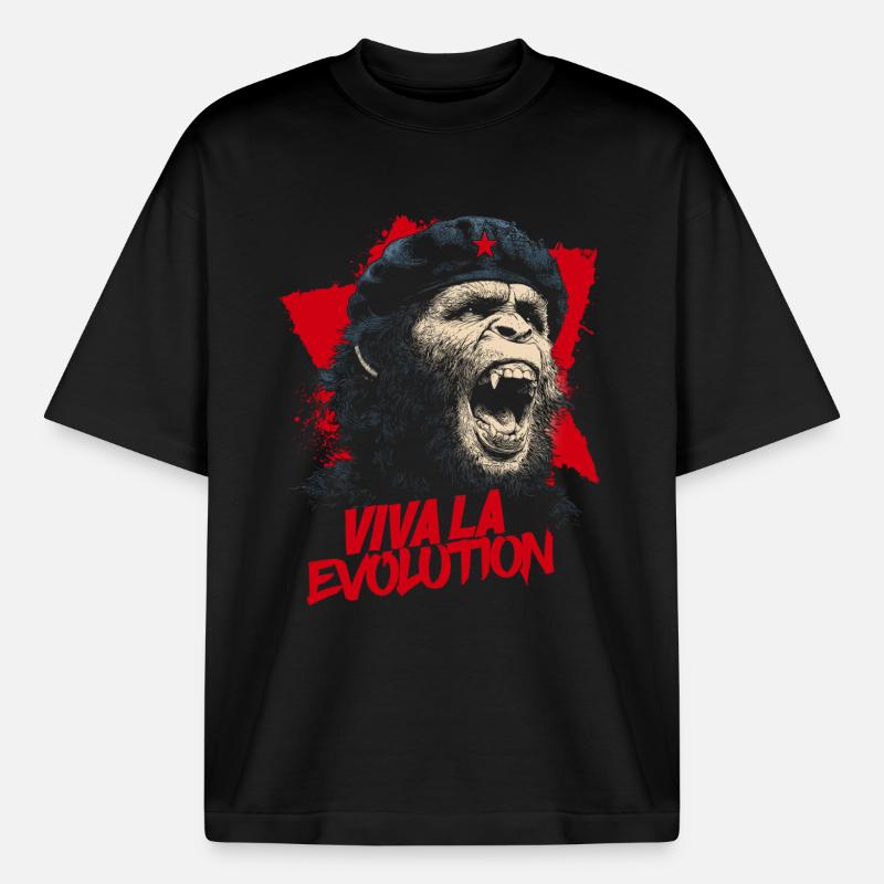 Viva La Evolution - Boxy Heavyweight Unisex Organic T-Shirt by Stanley/Stella - black