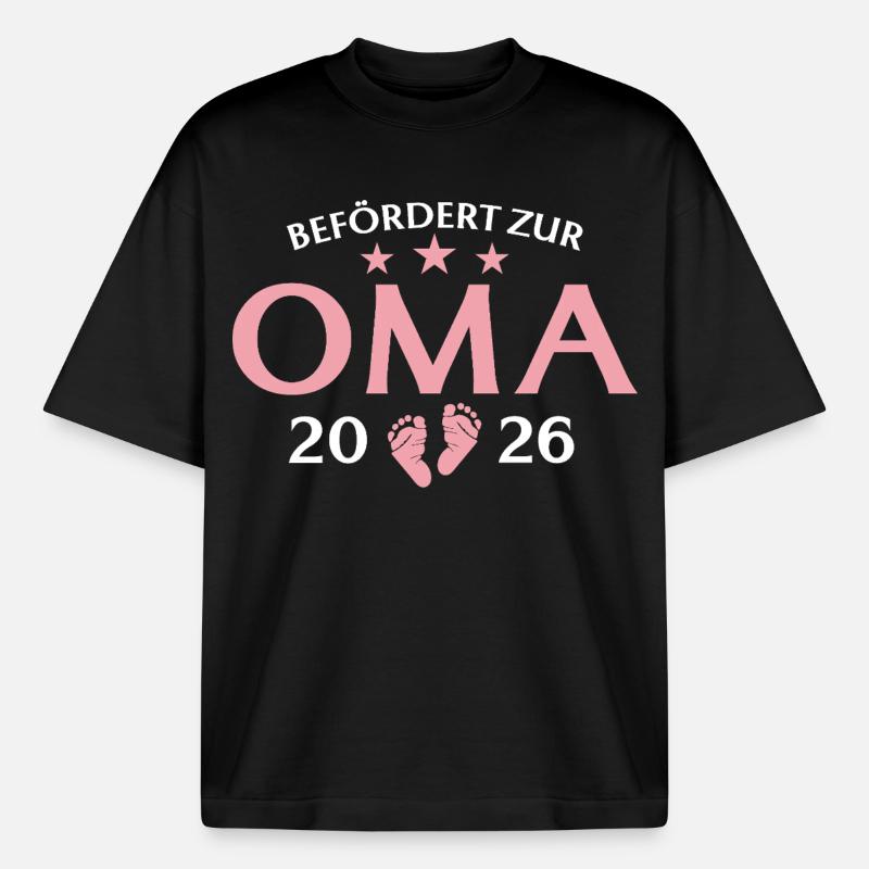 Großmutter 2026 Befördert zur Oma - Boxy Heavyweight Unisex Organic T-Shirt von Stanley/Stella - Schwarz