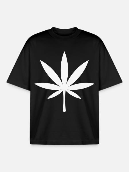 Cannabis / Marihuana / Hanfblatt (White) - Boxy Heavyweight Unisex Organic T-Shirt von Stanley/Stella - Schwarz
