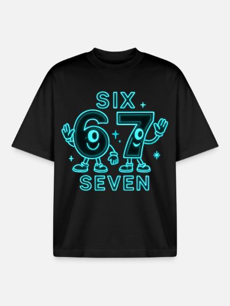 6 7 Six Seven Memes Gift - T-shirt unisexe boxy épais biologique Stanley/Stella - noir