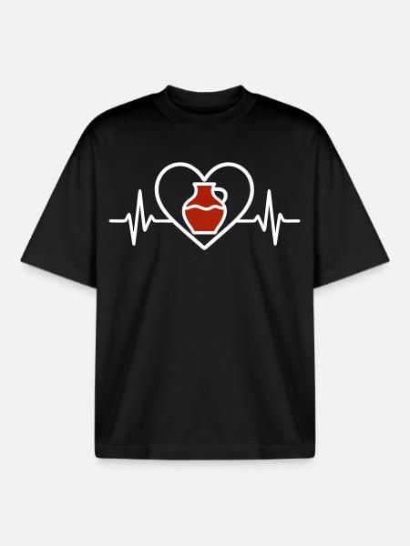 Pottery Heart Ceramic Vase Creative Art - Boxy Heavyweight Unisex Organic T-Shirt by Stanley/Stella - black