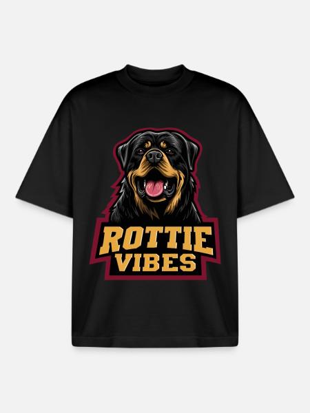 Rottweiler Head Rottie Vibes - Boxy Heavyweight Unisex Organic T-Shirt by Stanley/Stella - black