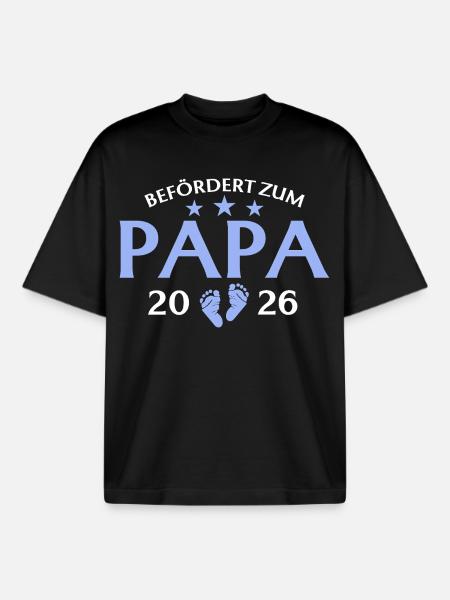 Vater 2026 Befördert zur Papa - Boxy Heavyweight Unisex Organic T-Shirt von Stanley/Stella - Schwarz
