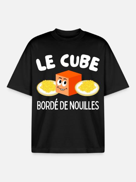 The Noodle-Lined Cube - Boxy Heavyweight Unisex Organic T-Shirt by Stanley/Stella - black