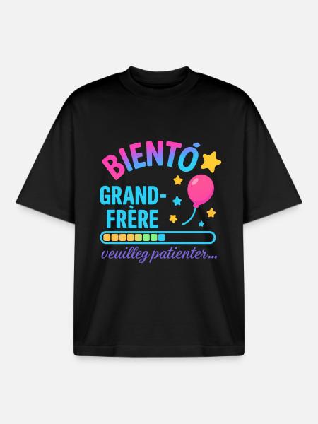 Bald wartet ein großer Bruder - Boxy Heavyweight Unisex Organic T-Shirt von Stanley/Stella - Schwarz