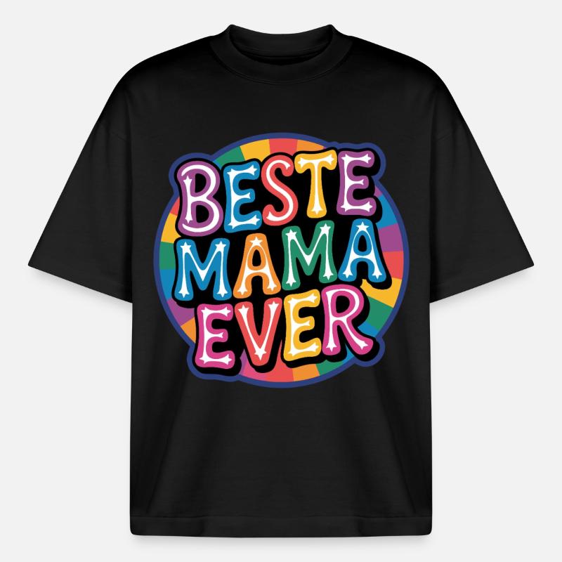 Beste Mama Ever Regenbogen Design - Boxy Heavyweight Unisex Organic T-Shirt von Stanley/Stella - Schwarz