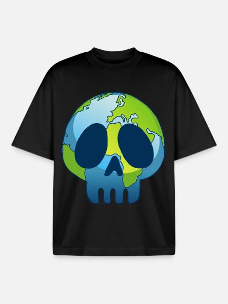 The skull of planet Earth - Boxy Heavyweight Unisex Organic T-Shirt by Stanley/Stella - black