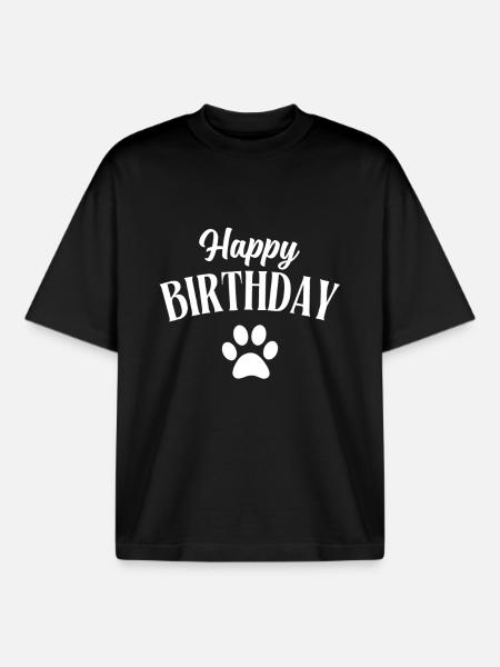 Happy Birthday dog - Boxy Heavyweight Unisex Organic T-Shirt by Stanley/Stella - black