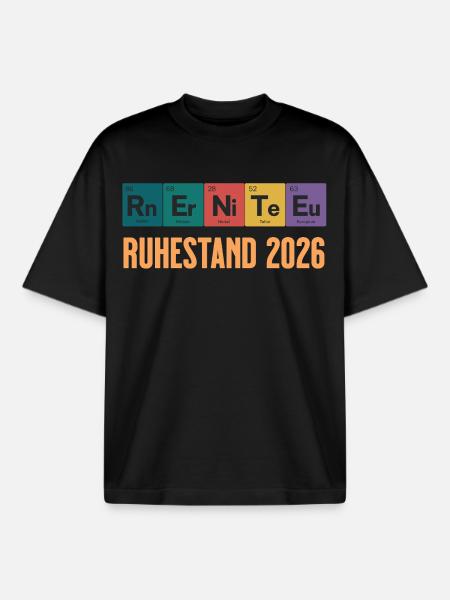 Rente 2026 Periodensystem Design - Boxy Heavyweight Unisex Organic T-Shirt von Stanley/Stella - Schwarz