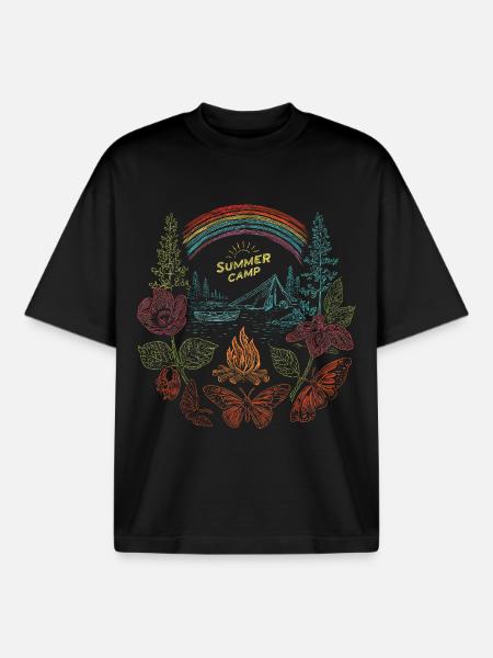 Summer Camp – Buntes Retro Naturdesign - Boxy Heavyweight Unisex Organic T-Shirt von Stanley/Stella - Schwarz