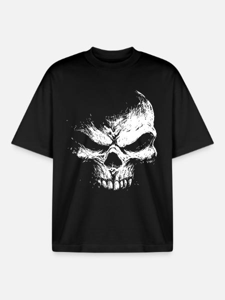 Evil Skull – Dark Grinning Beast - Boxy Heavyweight Unisex Organic T-Shirt by Stanley/Stella - black