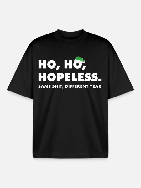 Ho ho håbløs: Anti-jule-ordsprog - Stanley/Stella unisex boxy heavyweight T-shirt økologisk - sort