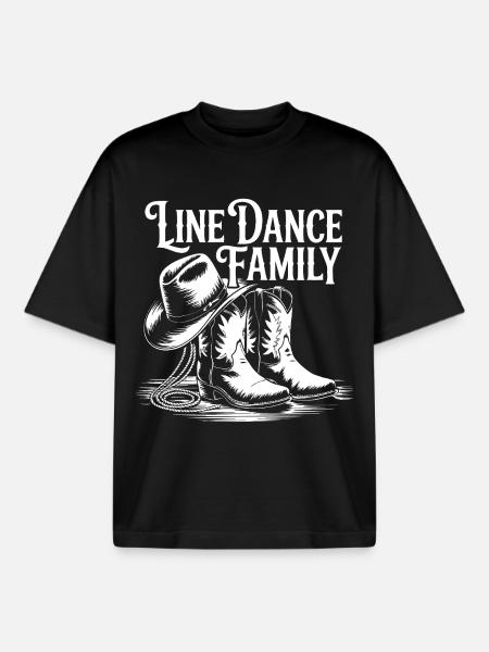Line Dance Family - Boxy Heavyweight Unisex Organic T-Shirt by Stanley/Stella - black
