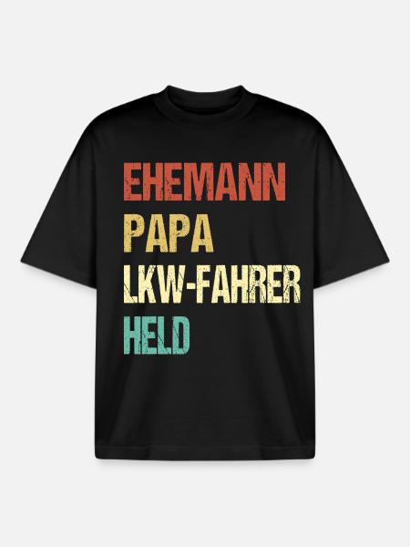 LKW Fahrer Papa - Boxy Heavyweight Unisex Organic T-Shirt von Stanley/Stella - Schwarz