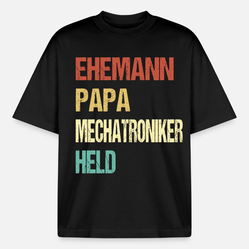 Mechatronics Technician Dad - Boxy Heavyweight Unisex Organic T-Shirt by Stanley/Stella - black