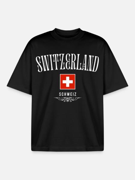 Flagge der Schweiz, Schweizer Stolz - Boxy Heavyweight Unisex Organic T-Shirt von Stanley/Stella - Schwarz