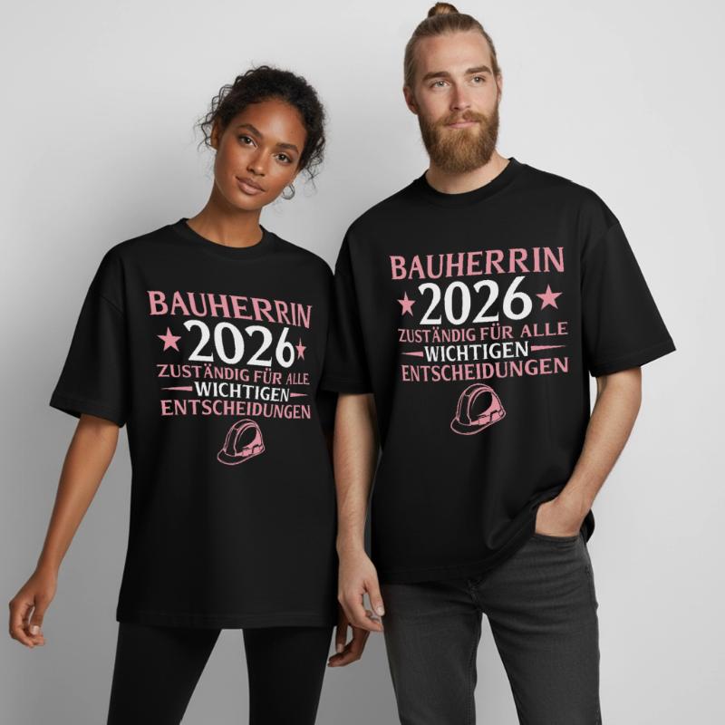 Constructeur 2026 Responsable de tout - construction de maison T-shirt unisexe boxy épais biologique Stanley/Stella