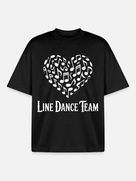 Heart of Notes Line Dance Team - Boxy Heavyweight Unisex Organic T-Shirt by Stanley/Stella - black