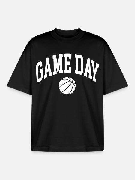 Game Day Basketball Fan - Boxy Heavyweight Unisex Organic T-Shirt by Stanley/Stella - black