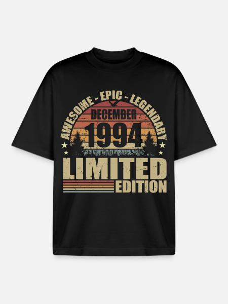 Décembre 1994 - Édition Limitée Décembre 1994 - T-shirt unisexe boxy épais biologique Stanley/Stella - noir