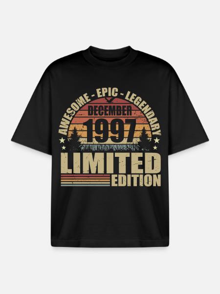 Décembre 1997 - Édition Limitée Décembre 1997 - T-shirt unisexe boxy épais biologique Stanley/Stella - noir