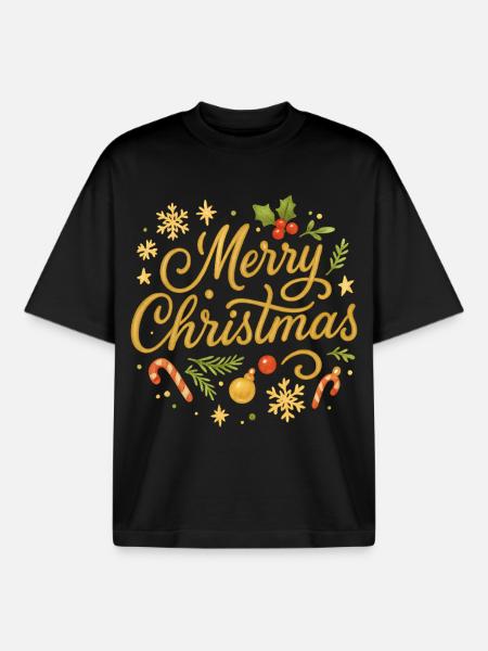 Merry Christmas Deko Schmuck - Boxy Heavyweight Unisex Organic T-Shirt von Stanley/Stella - Schwarz
