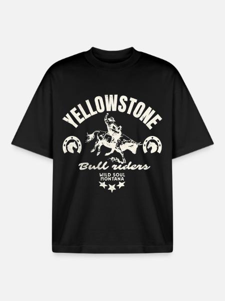 Cavalier Rodeo Montana - Boxy Heavyweight Unisex Organic T-Shirt von Stanley/Stella - Schwarz