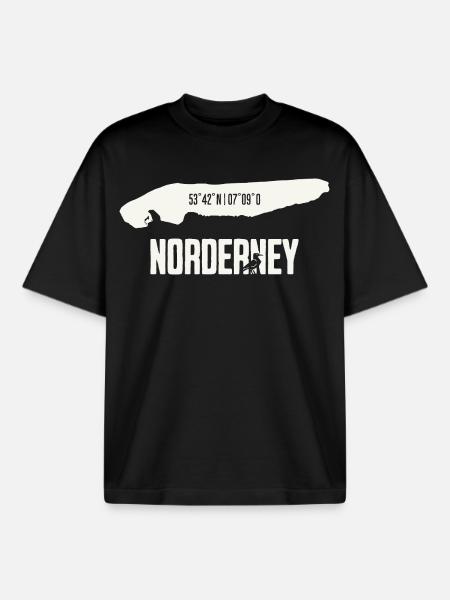 Norderney | Île avec coordonnées - T-shirt unisexe boxy épais biologique Stanley/Stella - noir