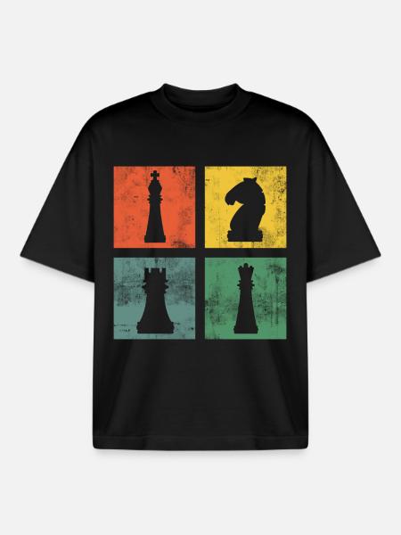 Échecs Pièces d’échecs Joueurs d’échecs - T-shirt unisexe boxy épais biologique Stanley/Stella - noir