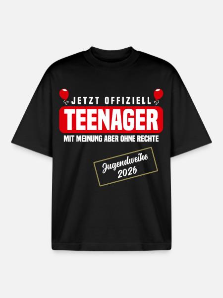 Jugendweihe 2026 - Boxy Heavyweight Unisex Organic T-Shirt von Stanley/Stella - Schwarz