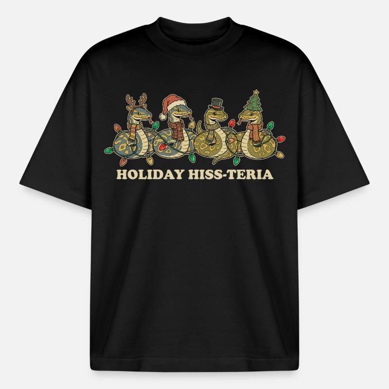 King Python Christmas Lights Gift - Heavyweight Boxy Unisex T-Shirt by Stanley/Stella - black