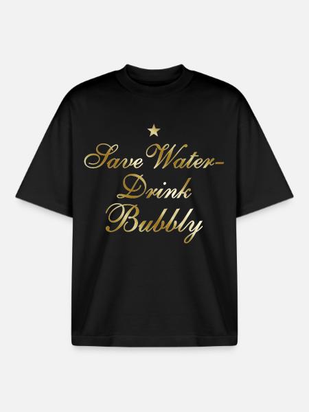 Save Water Drink Bubbly - Boxy Heavyweight Unisex Organic T-Shirt von Stanley/Stella - Schwarz